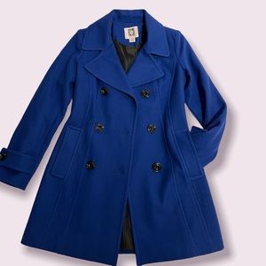 Double breasted blue coat